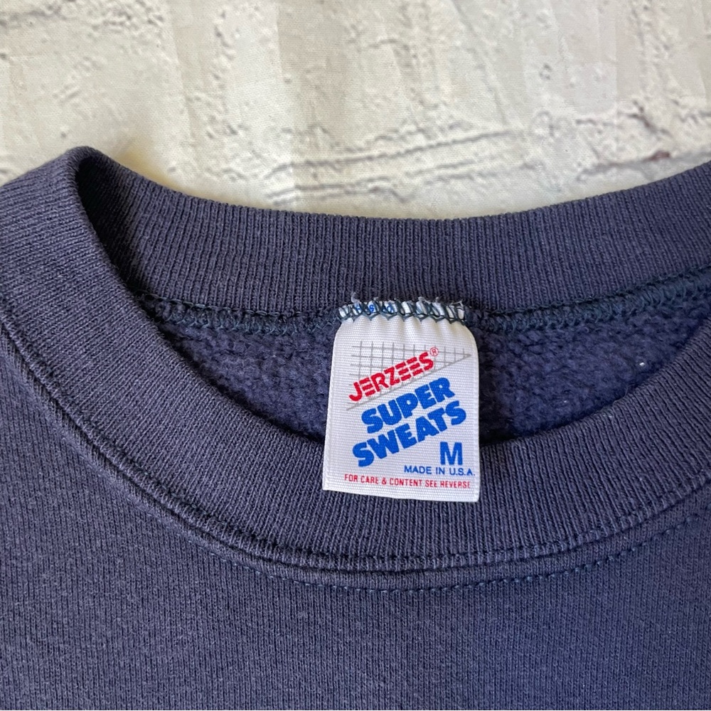 Jerzees Vintage Super Sweats Dark Blue Golf Sweater - Picture 4 of 5